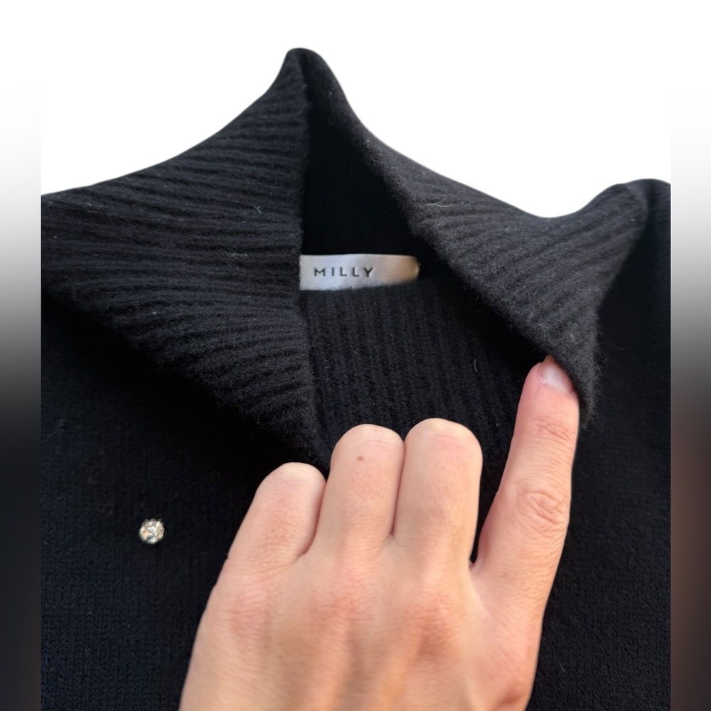 Milly Crystal Embellished Turtleneck Merino Wool Blend Sweater - Picture 6 of 8
